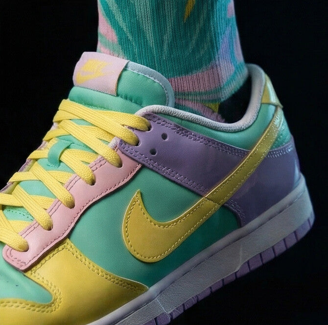 Nike Air Force 1 Dunk Low Easter 2026 matching Crew Socks | Pastel Holographic Streetwear Basketball Socks Gift