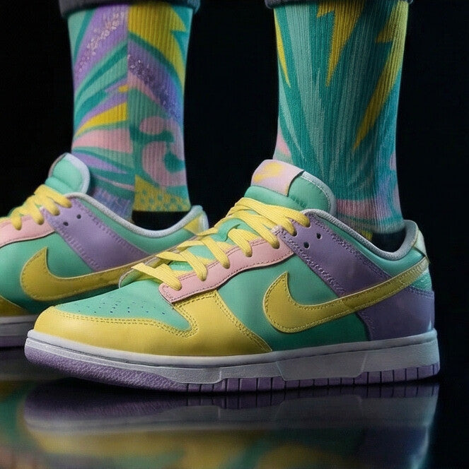 Nike Air Force 1 Dunk Low Easter 2026 matching Crew Socks | Pastel Holographic Streetwear Basketball Socks Gift
