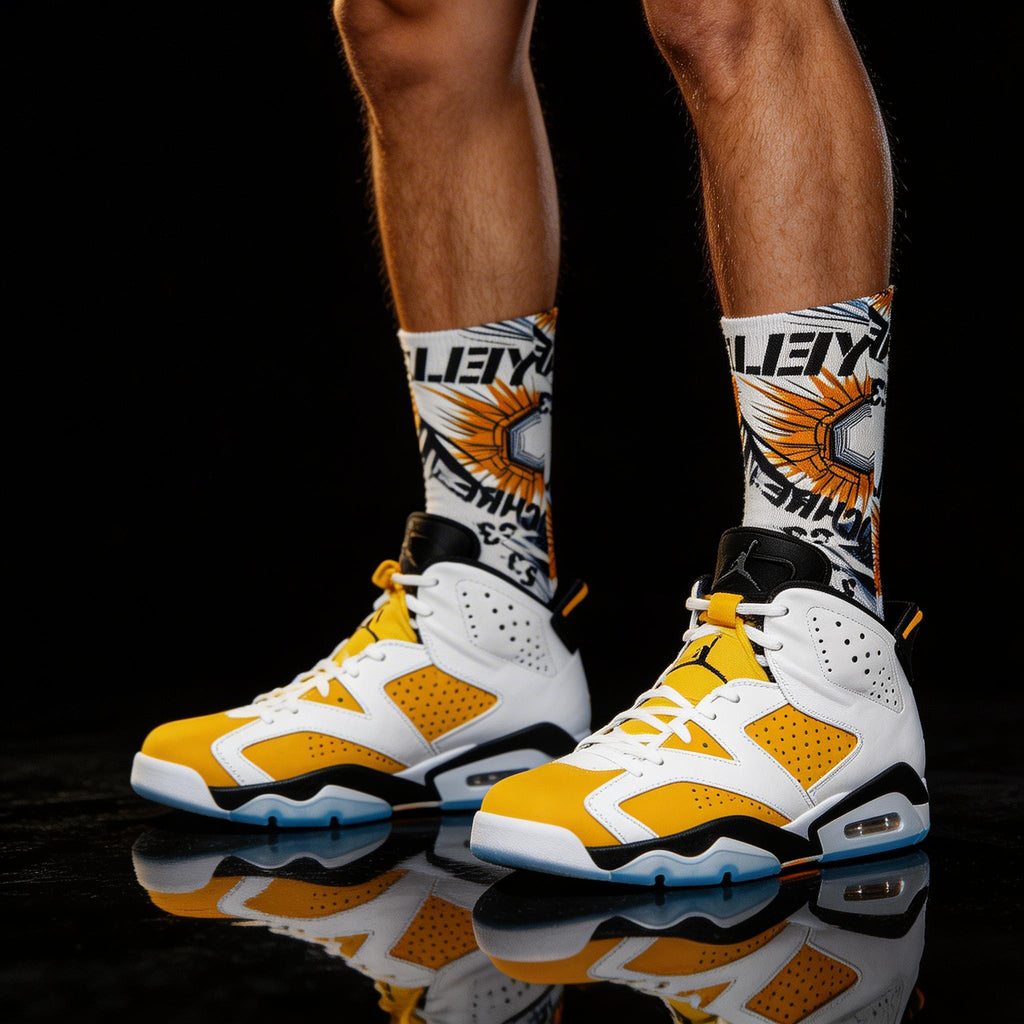 Jordan 6s Retro 'Yellow Ochre' matching Crew Socks | Championship Desert Warmth Basketball Streetwear