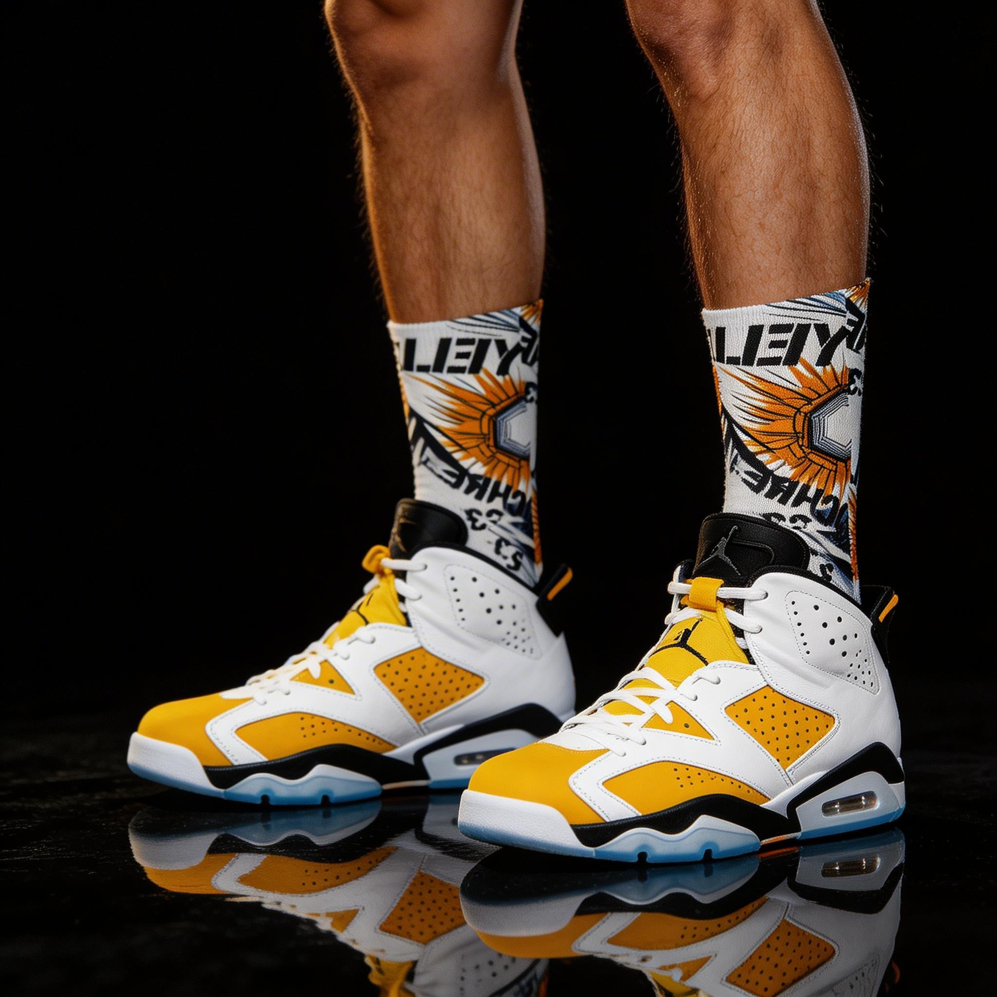 Jordan 6s Retro 'Yellow Ochre' matching Crew Socks | Championship Desert Warmth Basketball Streetwear