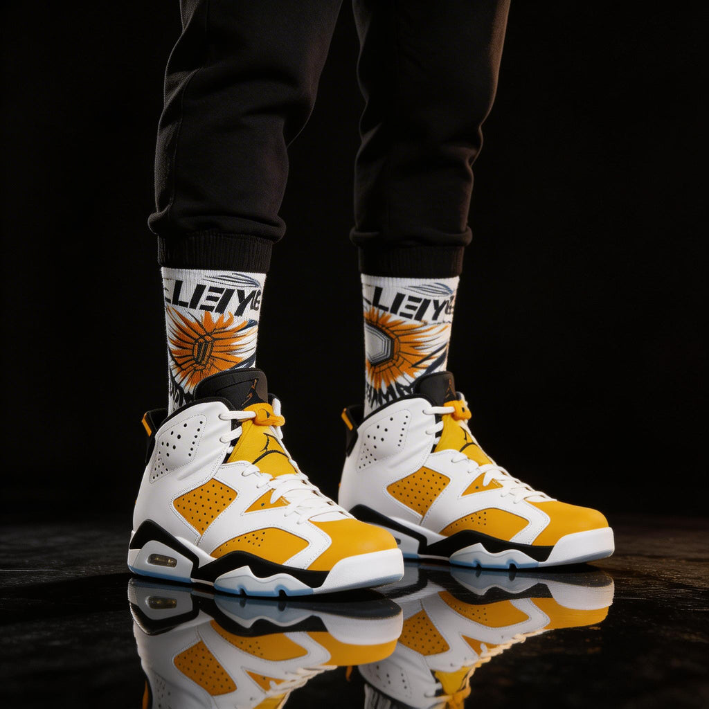 Jordan 6s Retro 'Yellow Ochre' matching Crew Socks | Championship Desert Warmth Basketball Streetwear