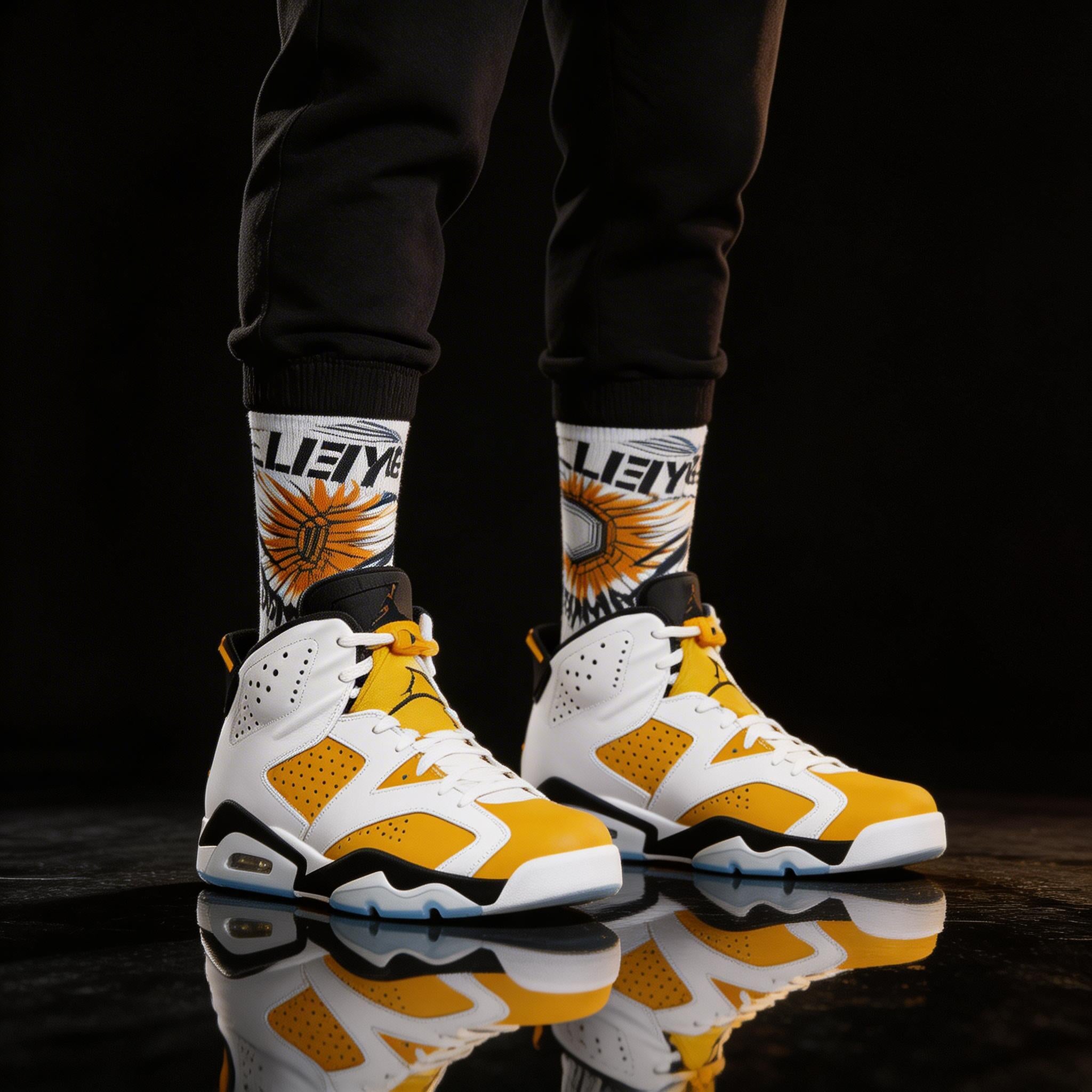 Jordan 6s Retro 'Yellow Ochre' matching Crew Socks | Championship Desert Warmth Basketball Streetwear
