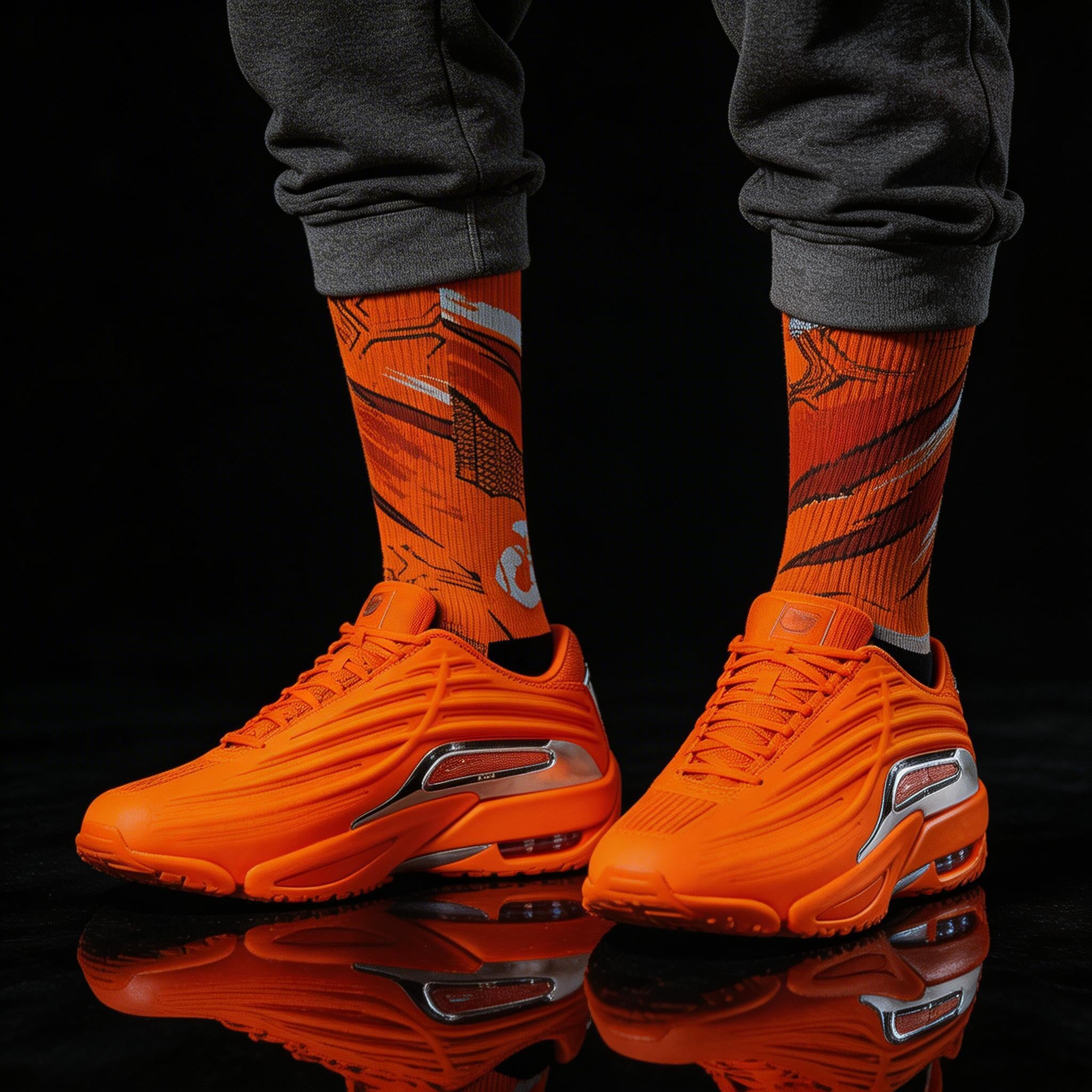 NOCTA x Hot Step 2 Total Orange matching Crew Socks | Drake Inspired Orange Tech Basketball Streetwear