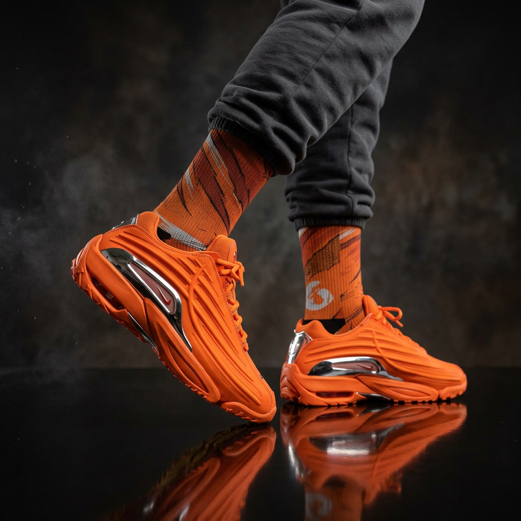 NOCTA x Hot Step 2 Total Orange matching Crew Socks | Drake Inspired Orange Tech Basketball Streetwear