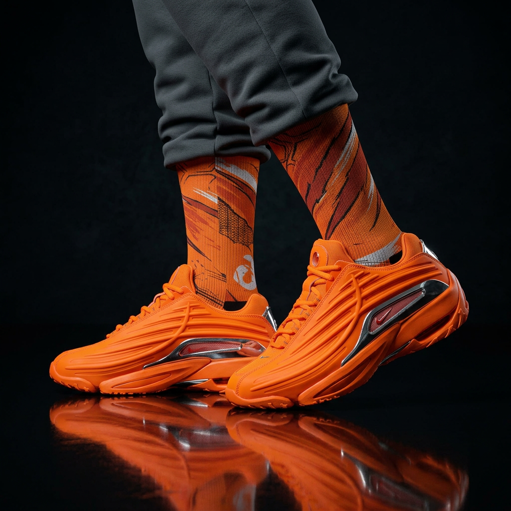 NOCTA x Hot Step 2 Total Orange matching Crew Socks | Drake Inspired Orange Tech Basketball Streetwear