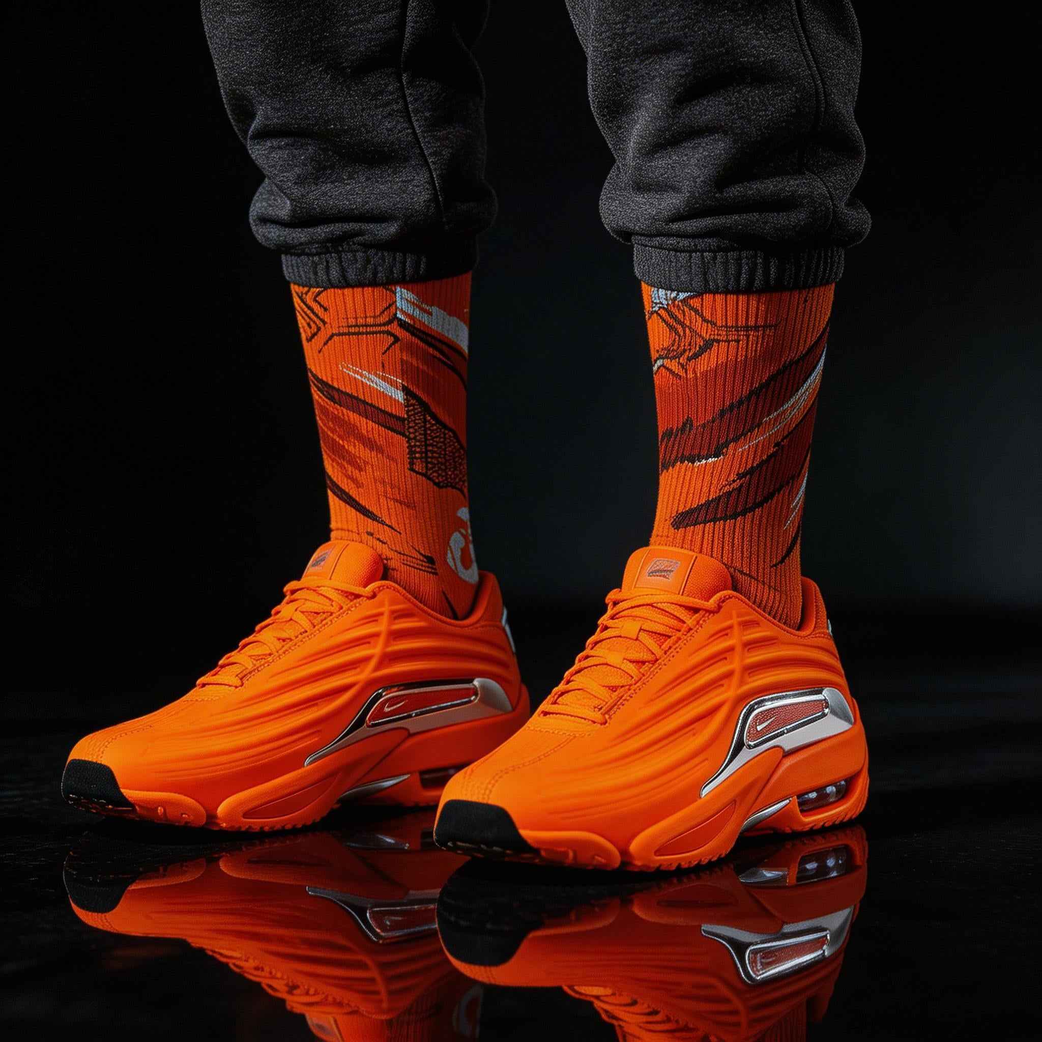 NOCTA x Hot Step 2 Total Orange matching Crew Socks | Drake Inspired Orange Tech Basketball Streetwear