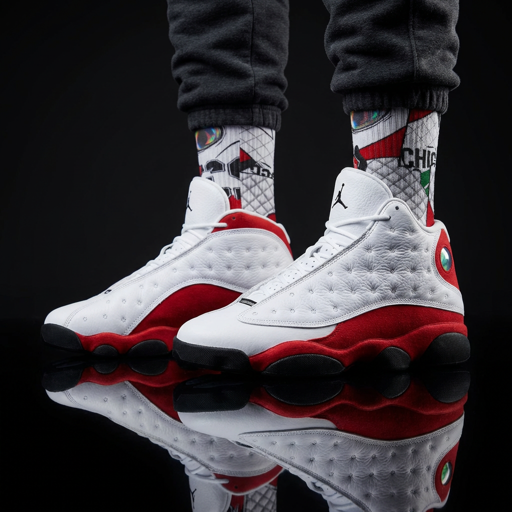 Jordan 13 Retro Chicago 2026 matching Crew Socks | Last Dance Championship Legacy Bulls Inspired Premium Basketball Streetwear
