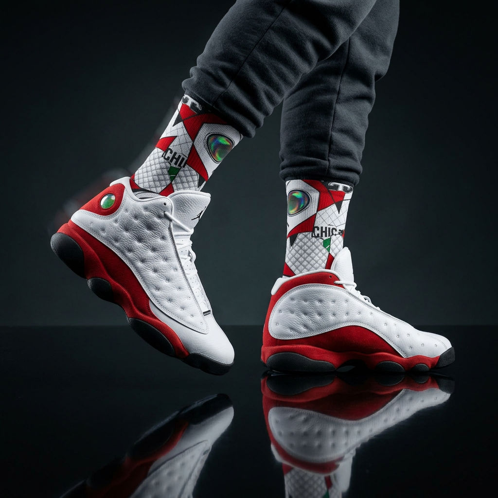 Jordan 13 Retro Chicago 2026 matching Crew Socks | Last Dance Championship Legacy Bulls Inspired Premium Basketball Streetwear