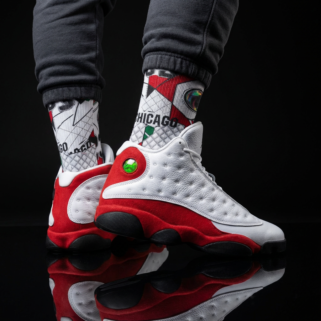Jordan 13 Retro Chicago 2026 matching Crew Socks | Last Dance Championship Legacy Bulls Inspired Premium Basketball Streetwear