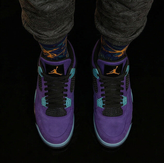 Jordan 4 Retro Lakers matching Crew Socks | Purple Gold Championship Streetwear Hoop Culture Gift