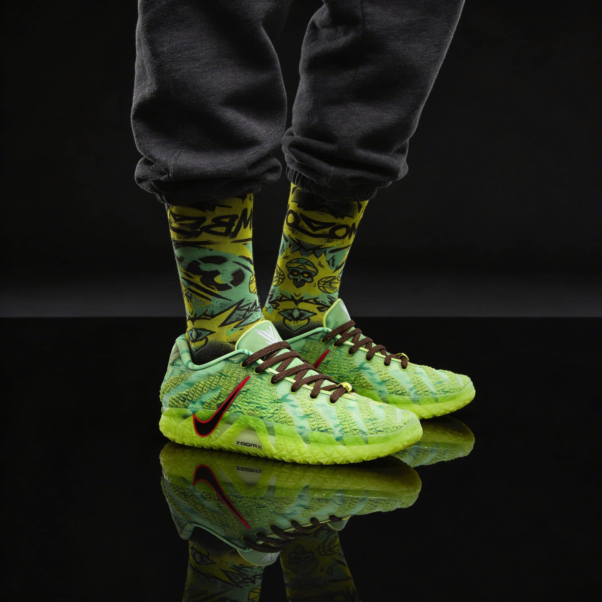 Ja 3 Zombie Matching Crew Socks | Toxic Horror Basketball Streetwear