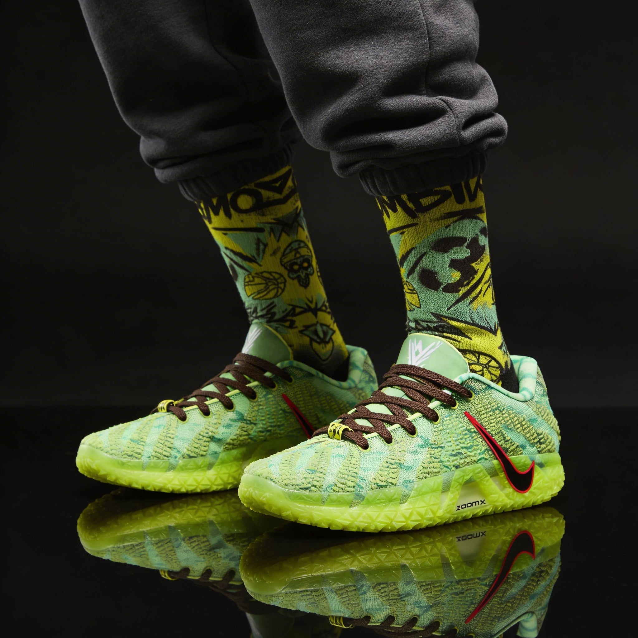 Ja 3 Zombie Matching Crew Socks | Toxic Horror Basketball Streetwear