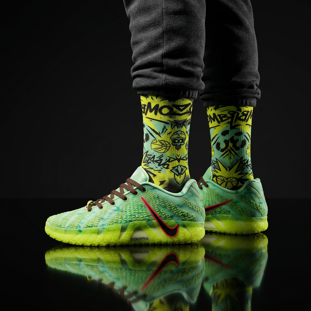 Ja 3 Zombie Matching Crew Socks | Toxic Horror Basketball Streetwear