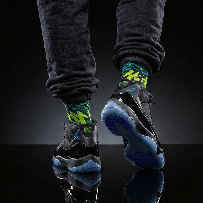 Nike Air Jordan 11 Gamma matching Crew Socks | Electric Blue Streetwear Basketball Collector Gift