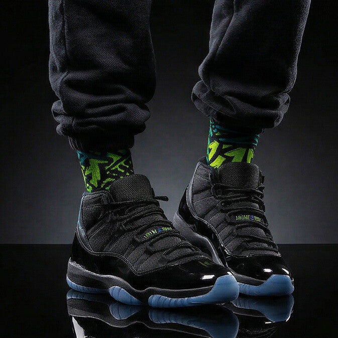 Nike Air Jordan 11 Gamma matching Crew Socks | Electric Blue Streetwear Basketball Collector Gift