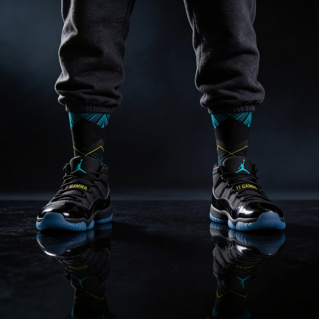 Nike Air Jordan 11 Gamma Matching Crew Socks | Electric Blue Streetwear Basketball Collector Gift