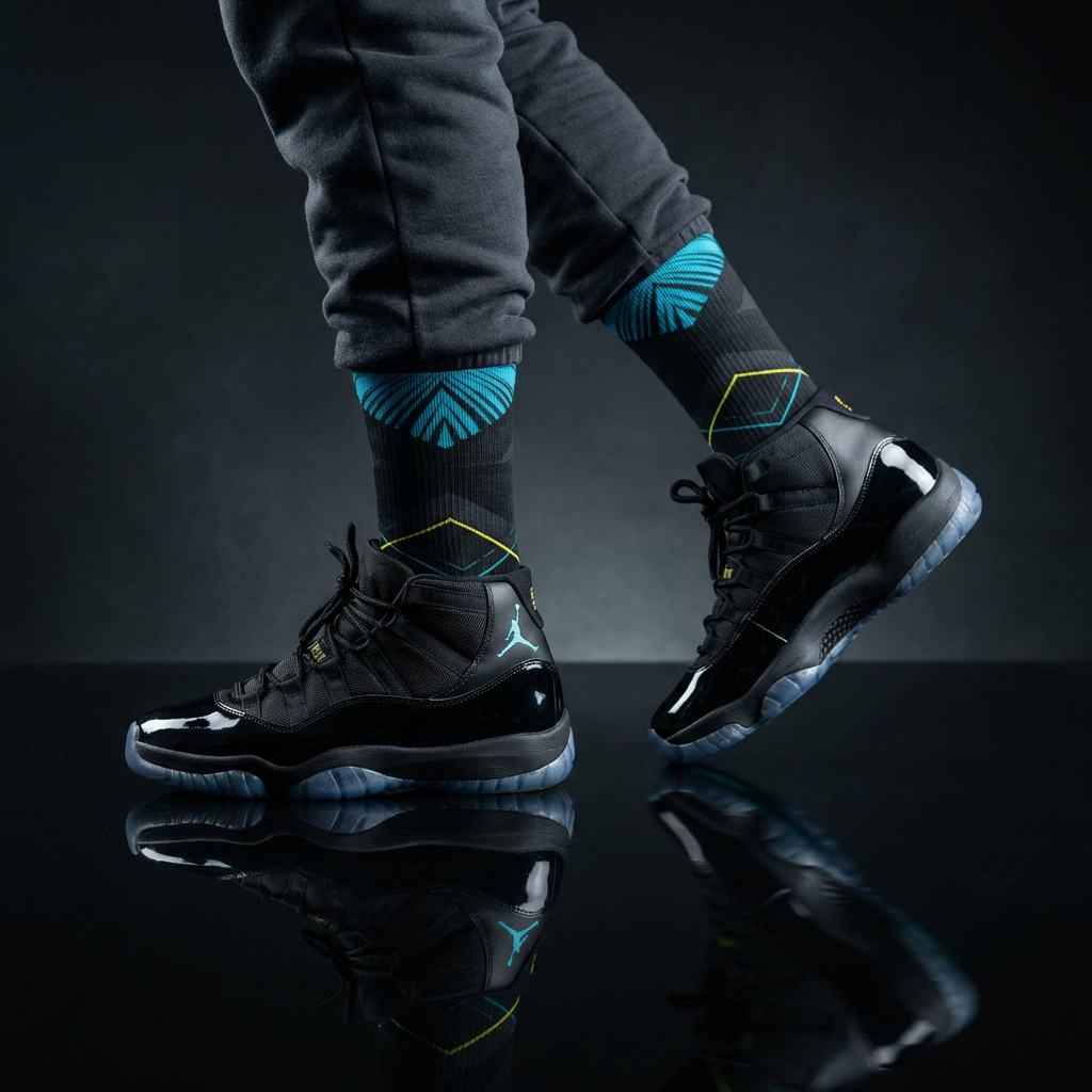 Nike Air Jordan 11 Gamma Matching Crew Socks | Electric Blue Streetwear Basketball Collector Gift
