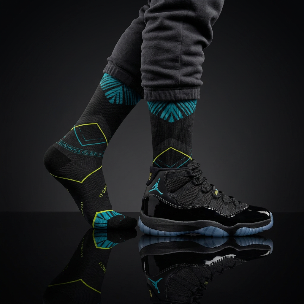 Nike Air Jordan 11 Gamma Matching Crew Socks | Electric Blue Streetwear Basketball Collector Gift
