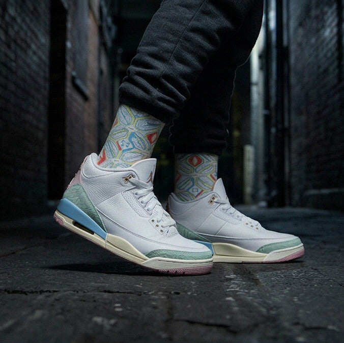 Jordan 3 Retro 'Spring is In The Air' matching Crew Socks | Spring Cement Print Basketball Streetwear