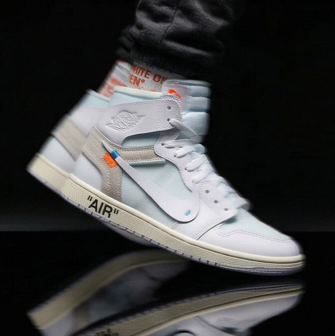 Virgil Abloh Archive x Jordan 1 Retro High OG Alaska Matching Crew Socks | Deconstructed White Industrial Streetwear