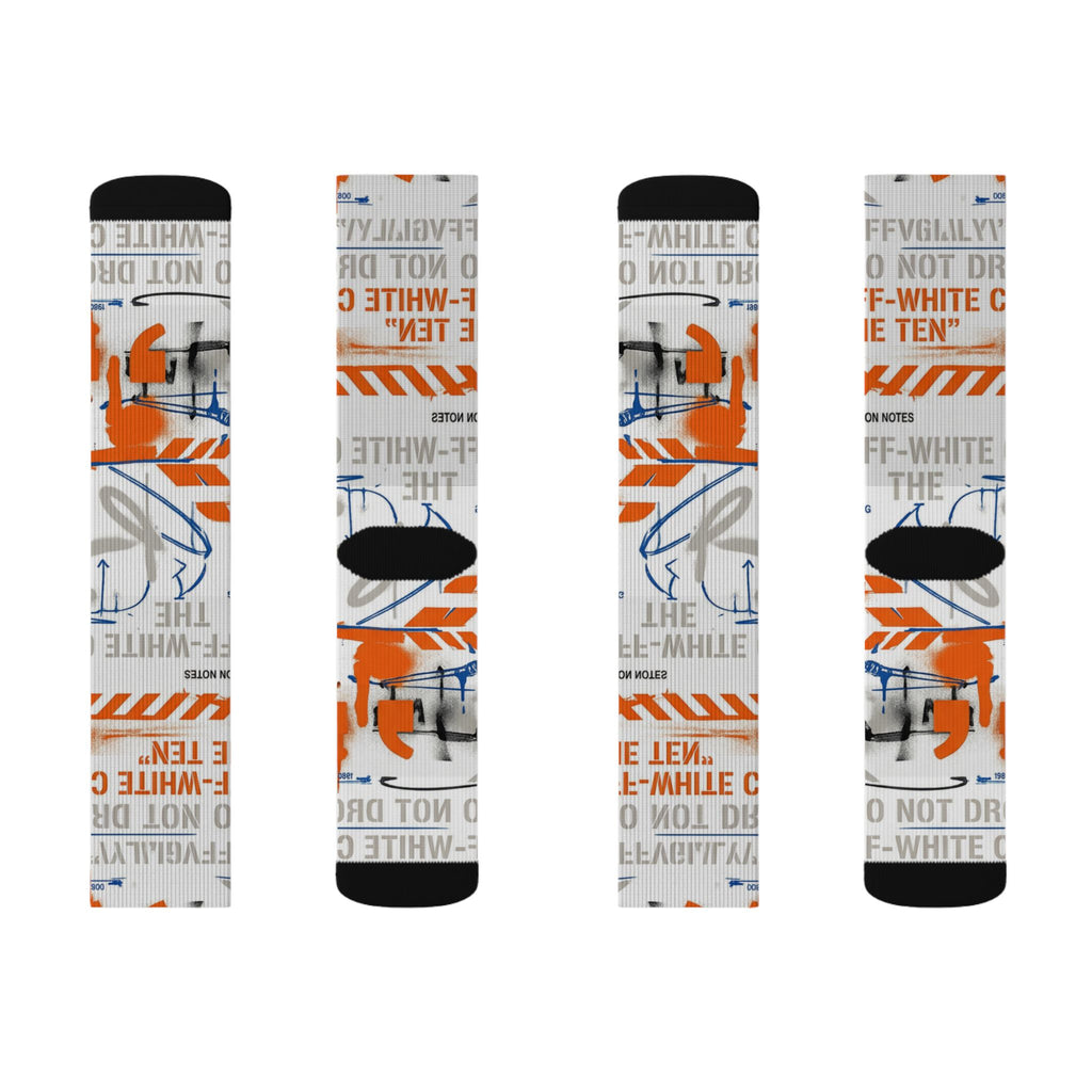 Virgil Abloh Archive x Jordan 1 Retro High OG Alaska Matching Crew Socks | Deconstructed White Industrial Streetwear