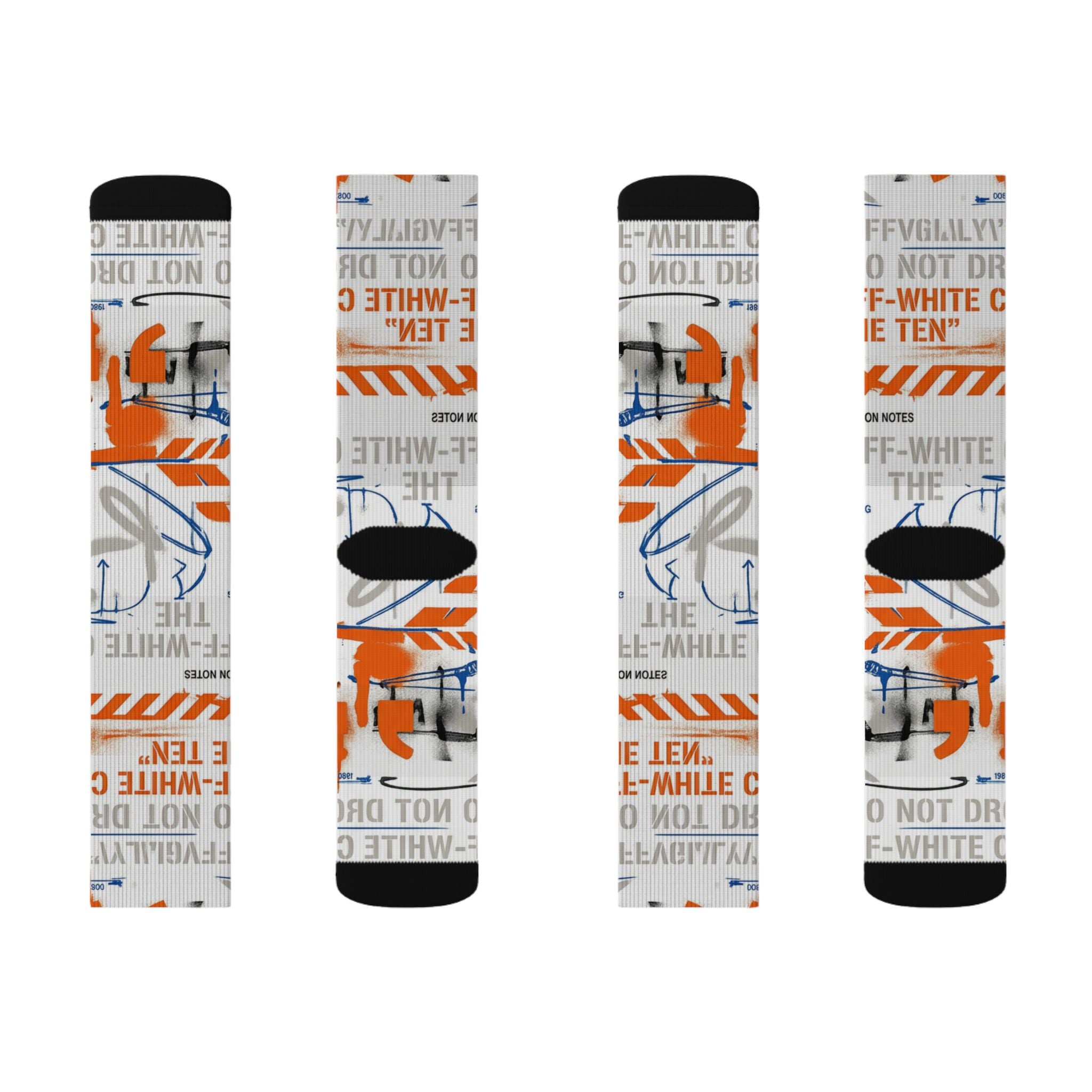 Virgil Abloh Archive x Jordan 1 Retro High OG Alaska Matching Crew Socks | Deconstructed White Industrial Streetwear