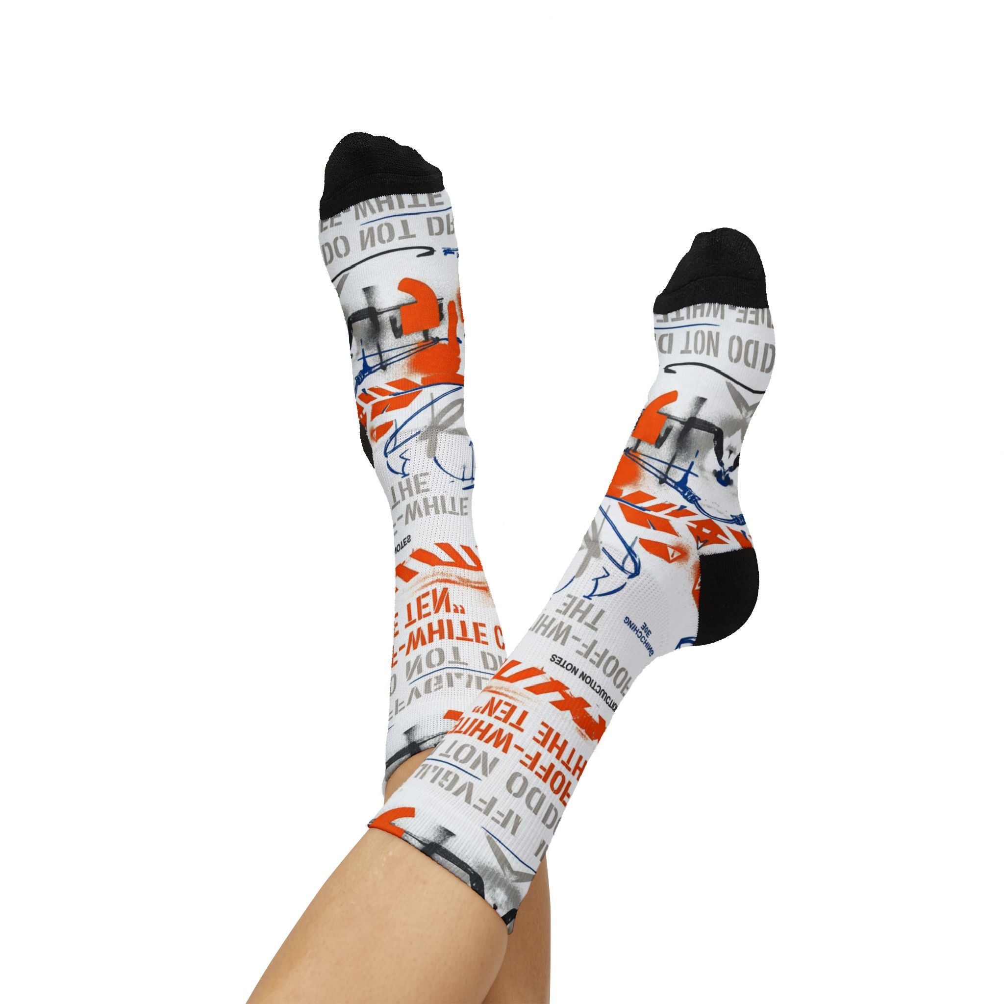 Virgil Abloh Archive x Jordan 1 Retro High OG Alaska Matching Crew Socks | Deconstructed White Industrial Streetwear