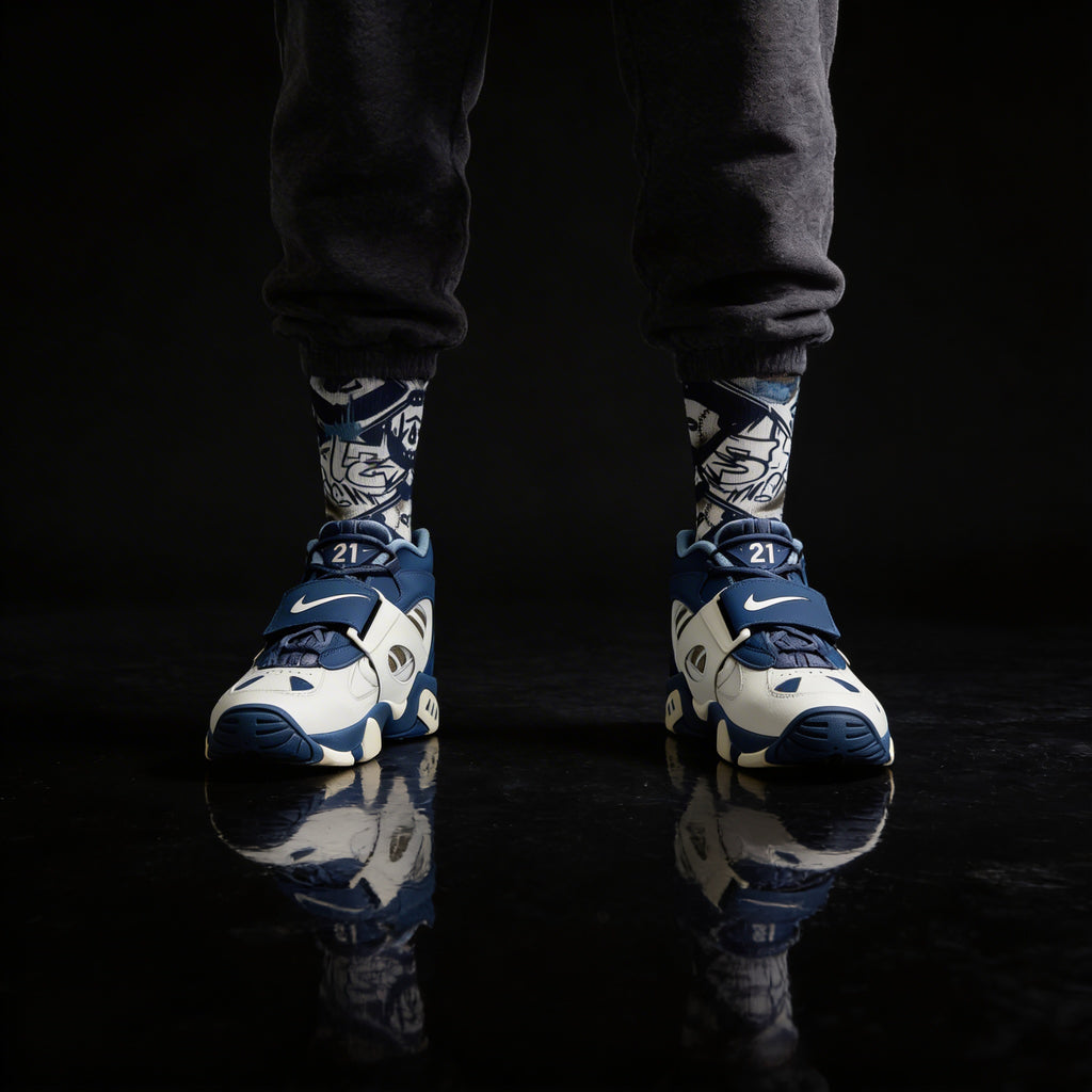 Nike Air Diamond Turf 2 Royals Matching Crew Socks | Deion Sanders Inspired Navy Baseball Heritage Streetwear