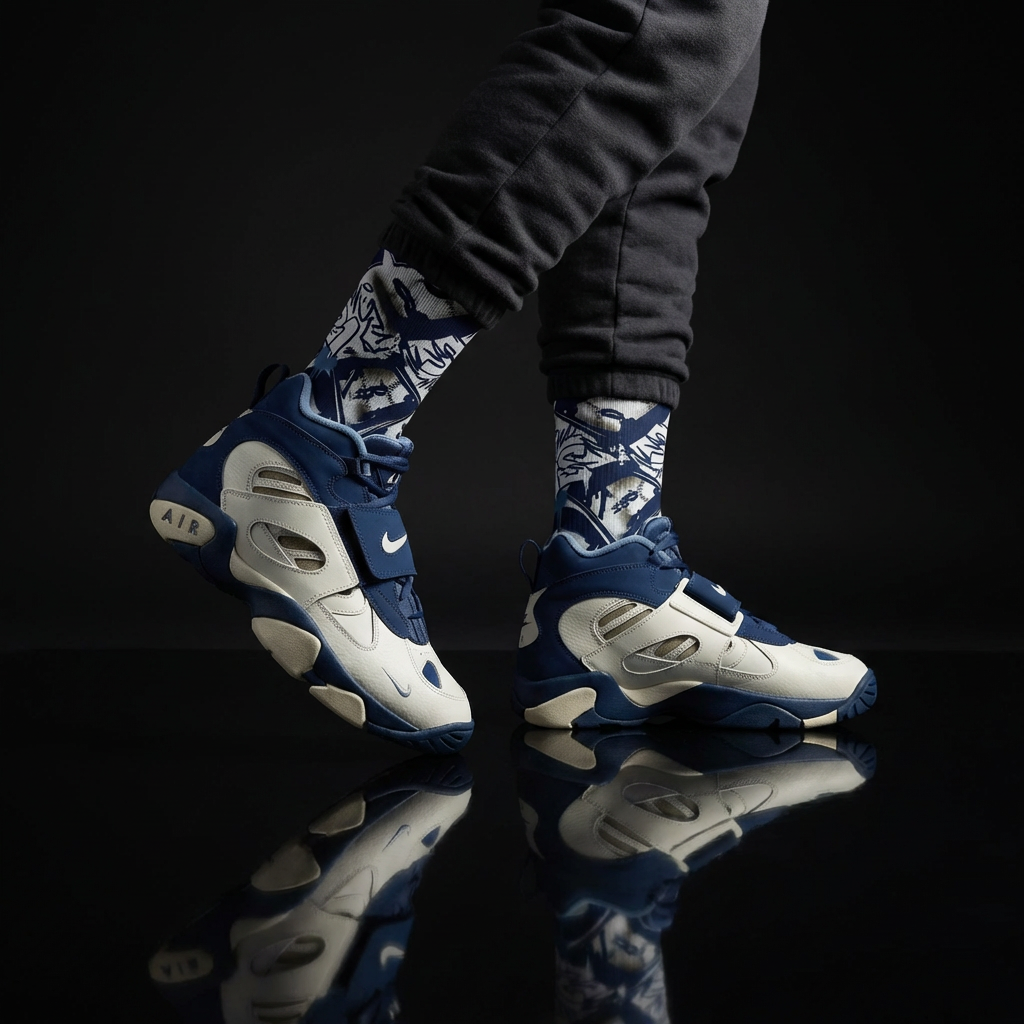 Nike Air Diamond Turf 2 Royals Matching Crew Socks | Deion Sanders Inspired Navy Baseball Heritage Streetwear