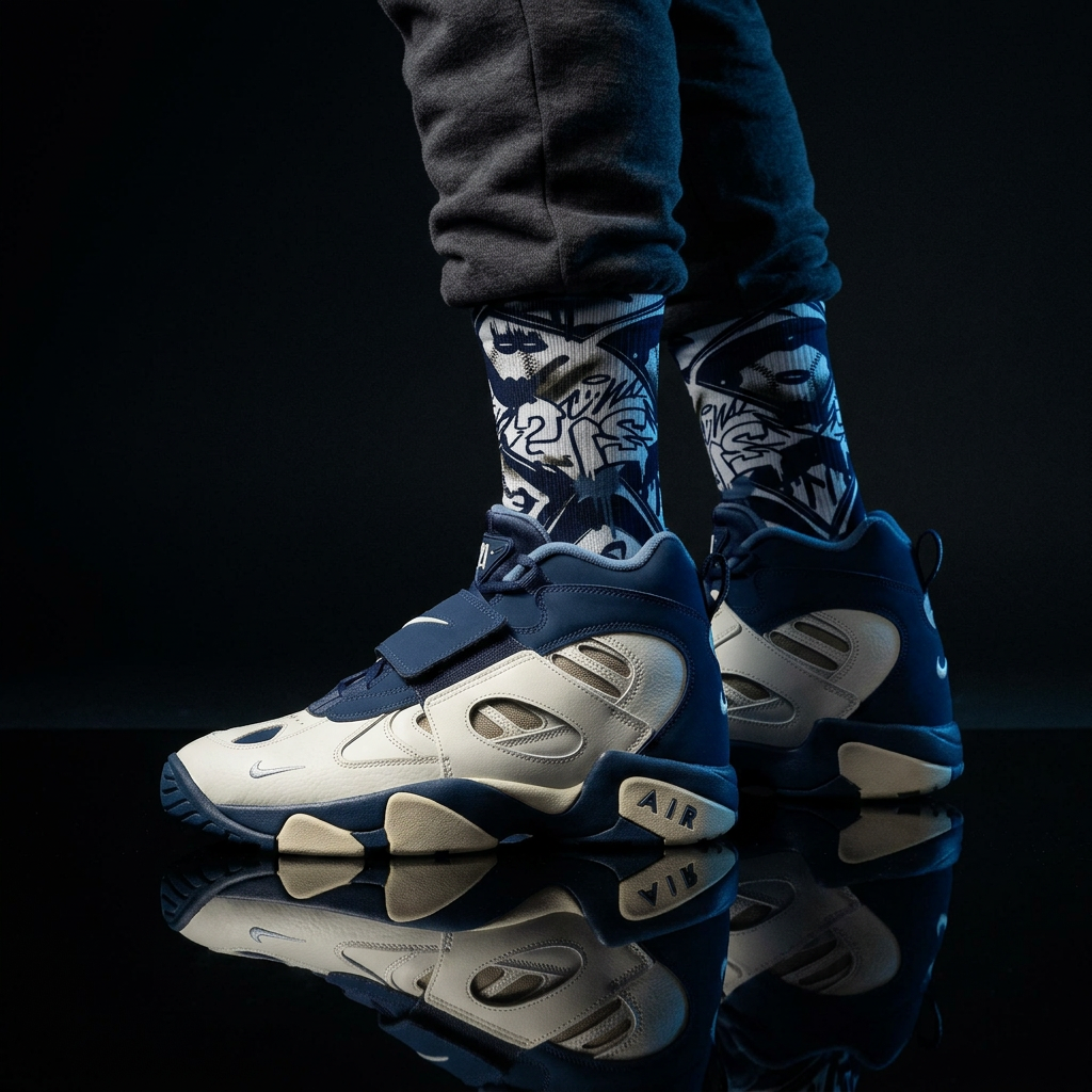 Nike Air Diamond Turf 2 Royals Matching Crew Socks | Deion Sanders Inspired Navy Baseball Heritage Streetwear