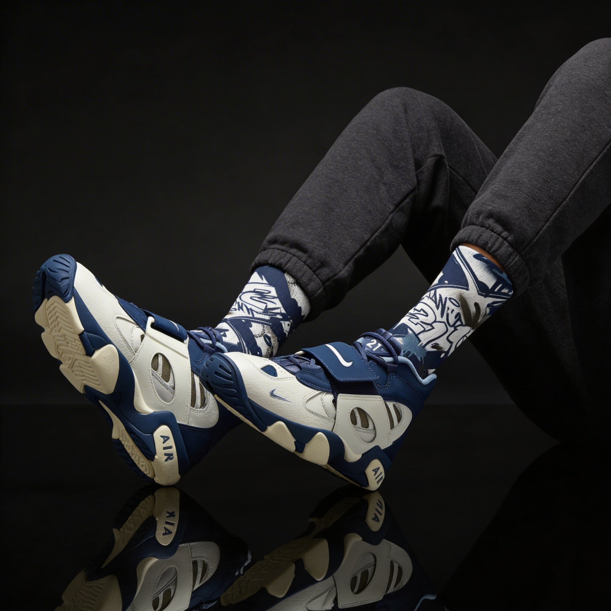 Nike Air Diamond Turf 2 Royals Matching Crew Socks | Deion Sanders Inspired Navy Baseball Heritage Streetwear