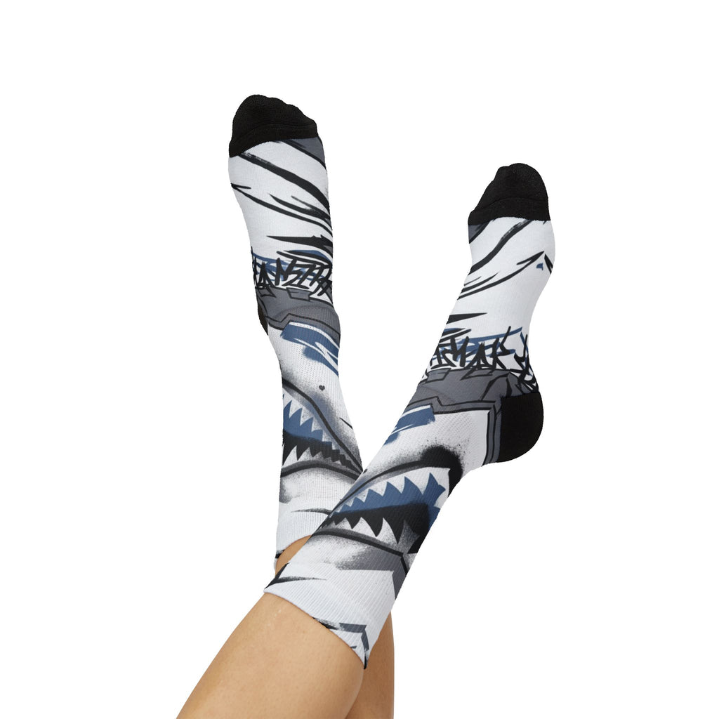 Jordan 5 Retro White Metallic Matching Crew Socks | Fighter Jet Metallic Streetwear Basketball