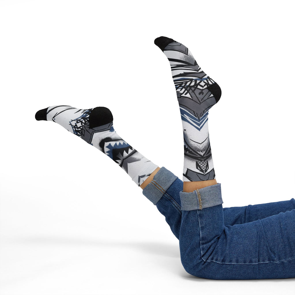 Jordan 5 Retro White Metallic Matching Crew Socks | Fighter Jet Metallic Streetwear Basketball