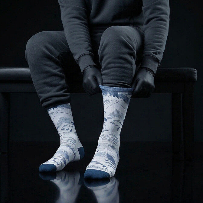 Jordan 5 Retro White Metallic Matching Crew Socks | Fighter Jet Metallic Streetwear Basketball