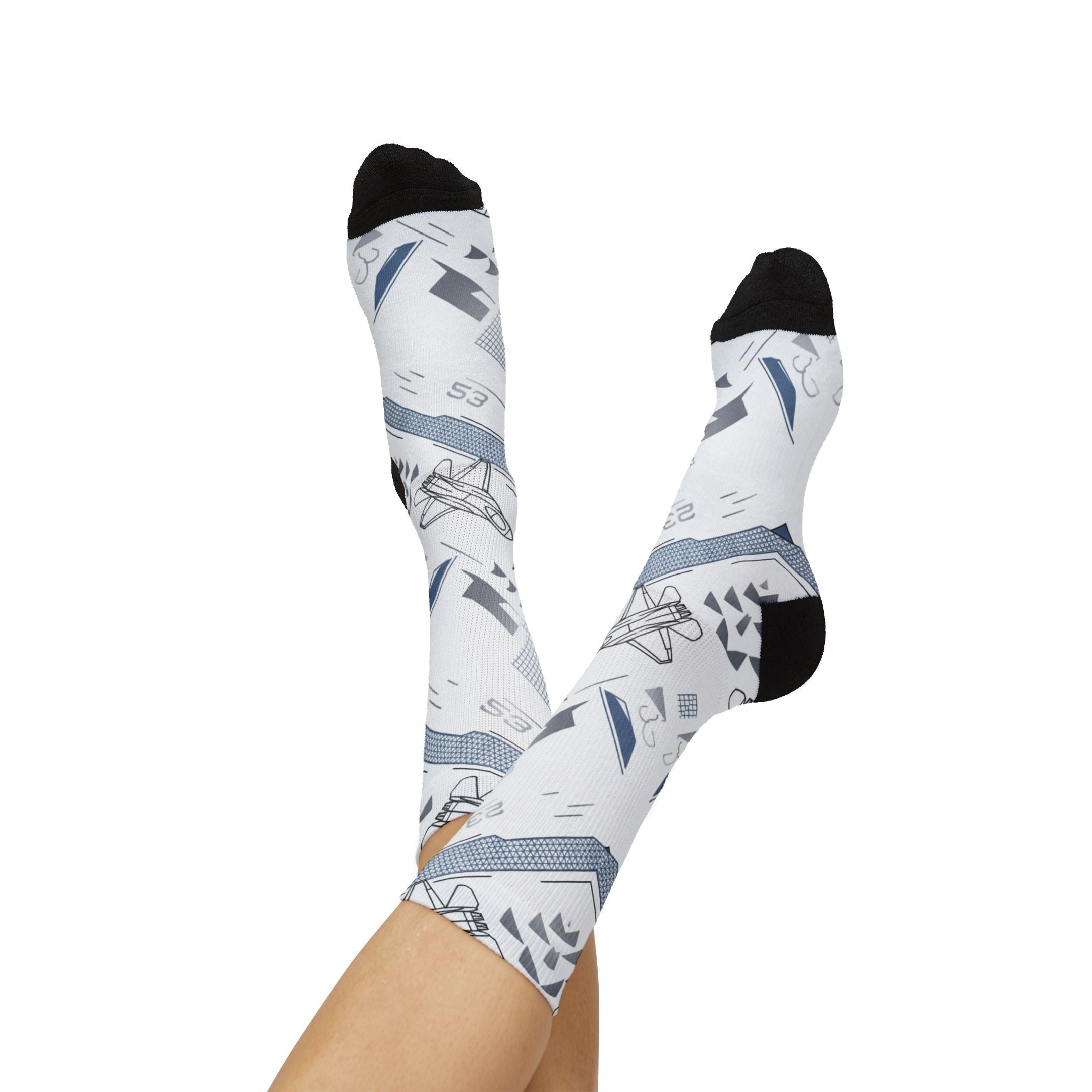 Jordan 5 Retro White Metallic Matching Crew Socks | Fighter Jet Metallic Streetwear Basketball