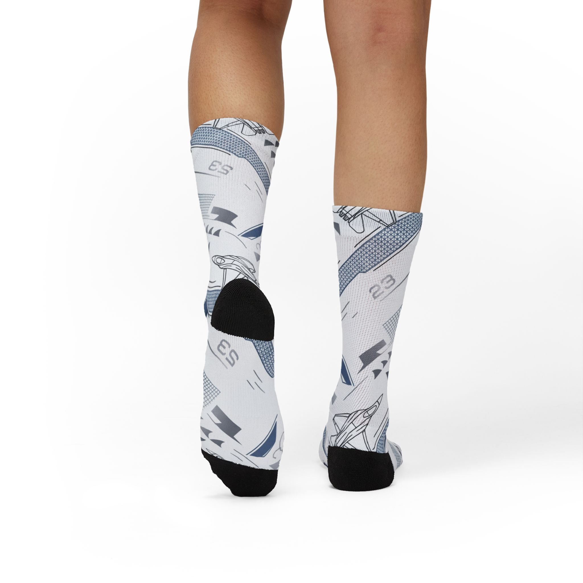 Jordan 5 Retro White Metallic Matching Crew Socks | Fighter Jet Metallic Streetwear Basketball
