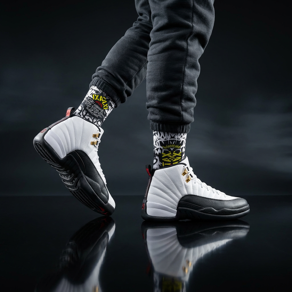Jordan 12 Retro Taxi 2025 matching Crew Socks | MJ Championship Streetwear