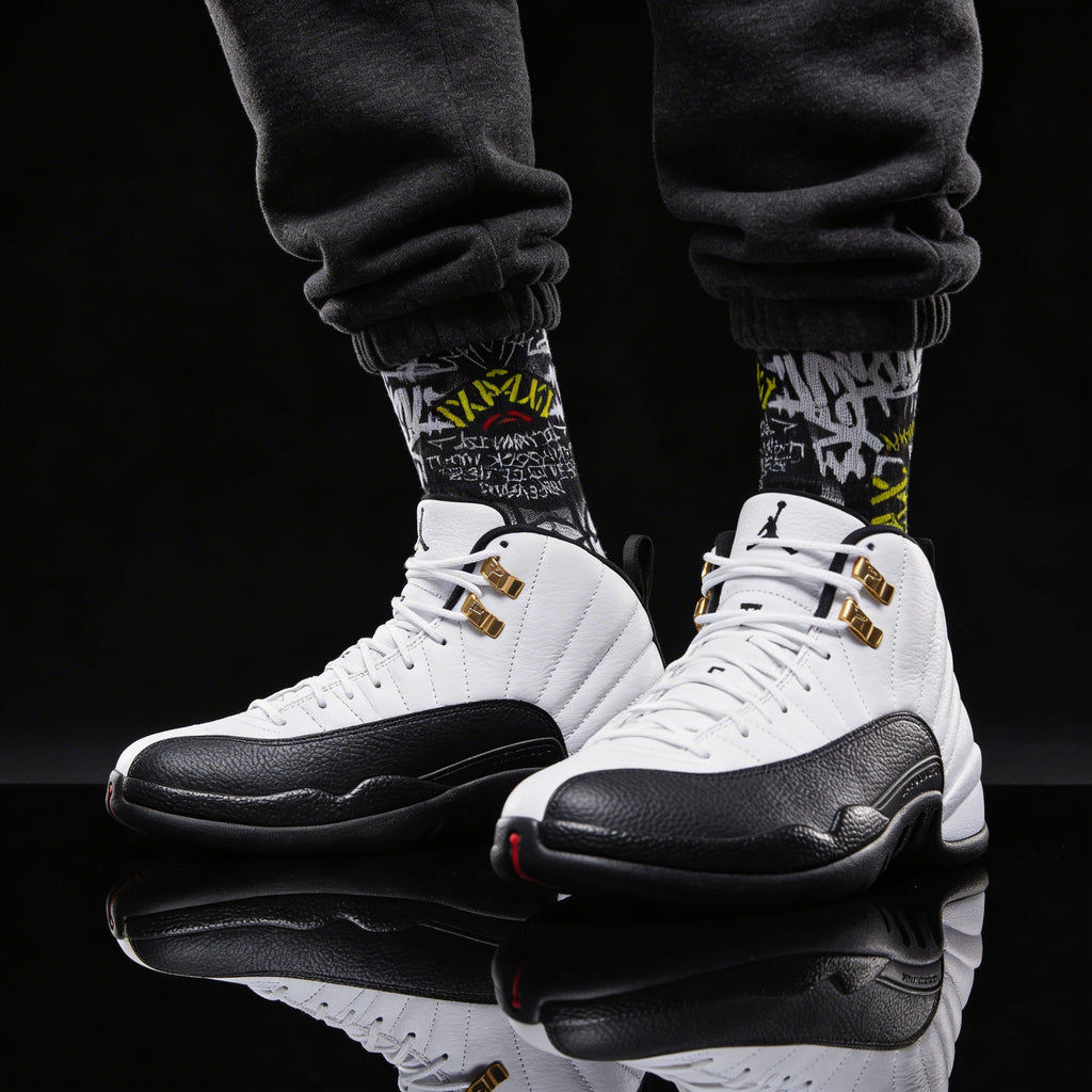 Jordan 12 Retro Taxi 2025 matching Crew Socks | MJ Championship Streetwear