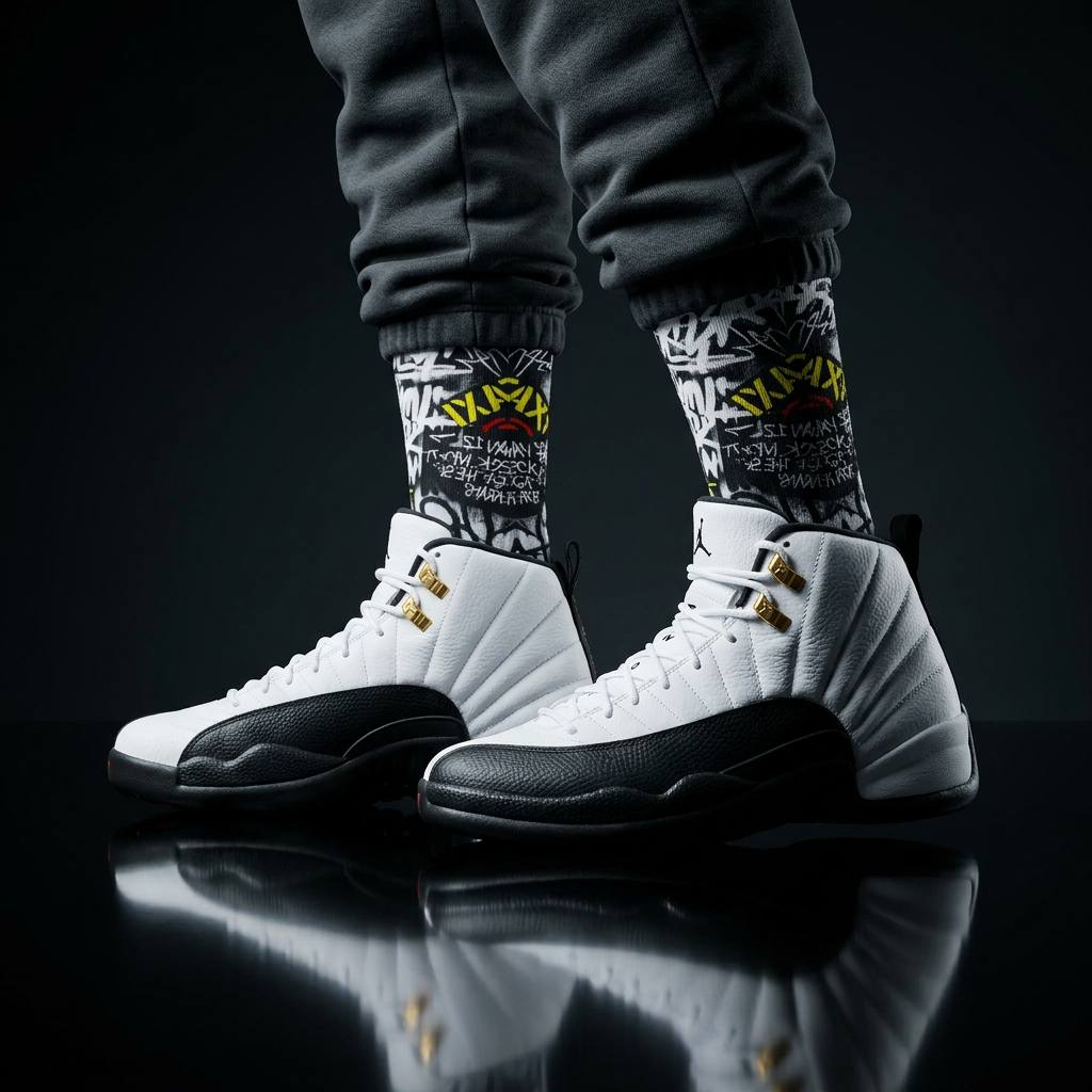 Jordan 12 Retro Taxi 2025 matching Crew Socks | MJ Championship Streetwear
