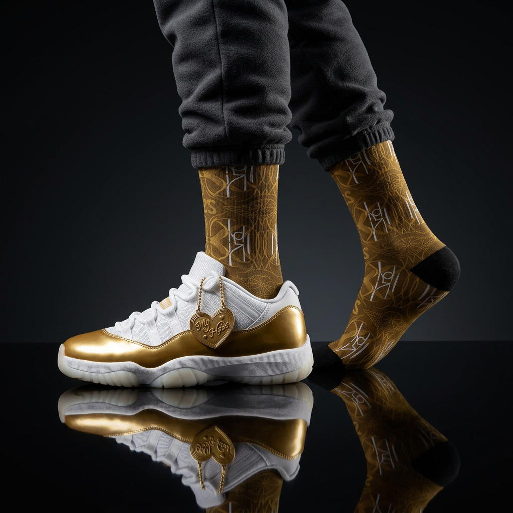 Air Jordan 11 Low Mothers Day 2026 Matching Crew Socks | Golden Basketball Streetwear