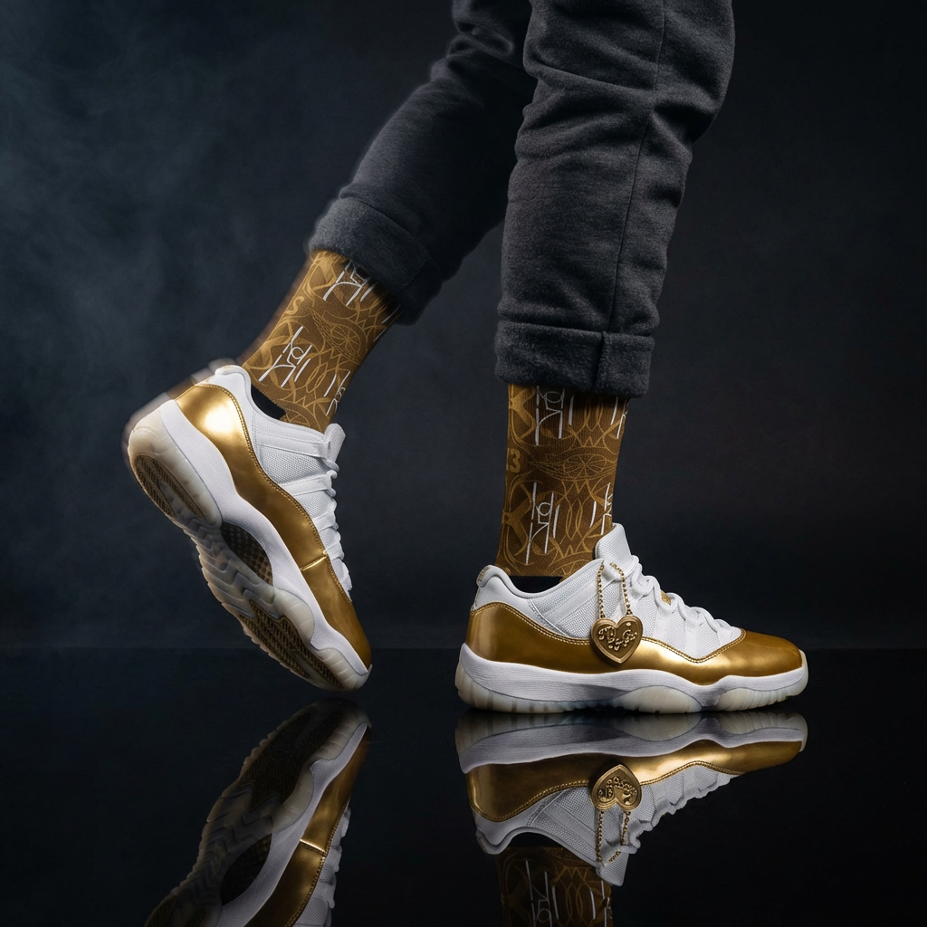Air Jordan 11 Low Mothers Day 2026 Matching Crew Socks | Golden Basketball Streetwear