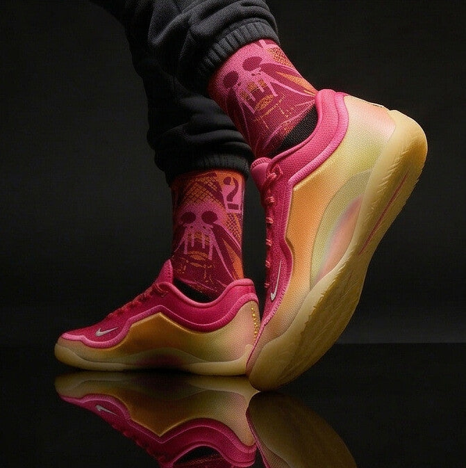 LeBron 23 Good Intentions Matching Crew Socks | LeBron Legacy Pink Orange Socks