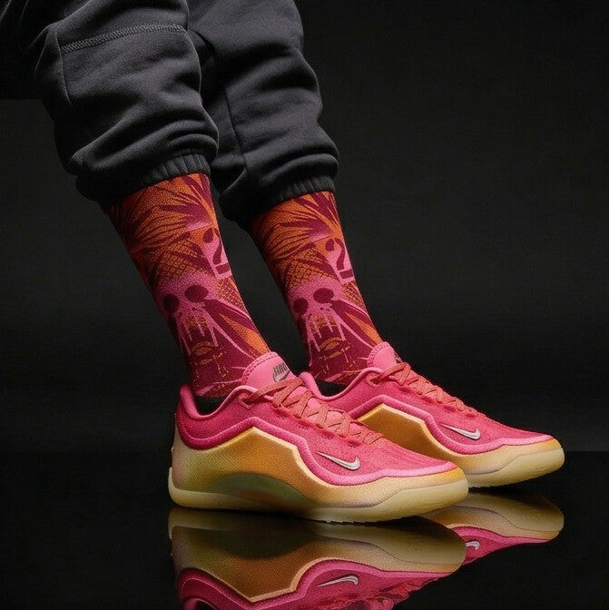 LeBron 23 Good Intentions Matching Crew Socks | LeBron Legacy Pink Orange Socks