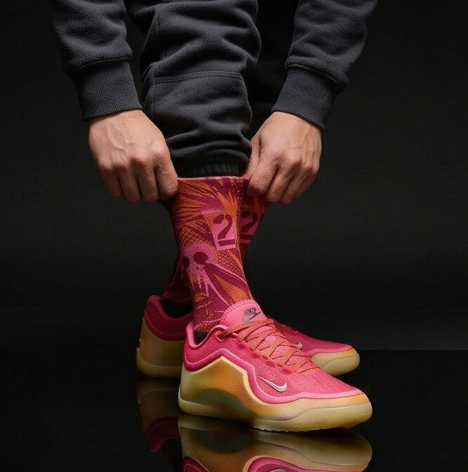 LeBron 23 Good Intentions Matching Crew Socks | LeBron Legacy Pink Orange Socks