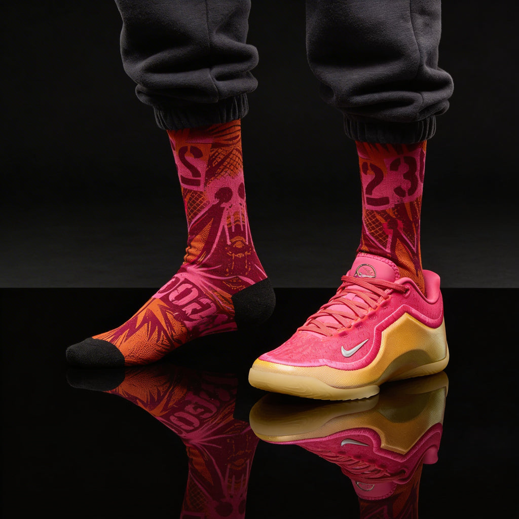 LeBron 23 Good Intentions Matching Crew Socks | LeBron Legacy Pink Orange Socks