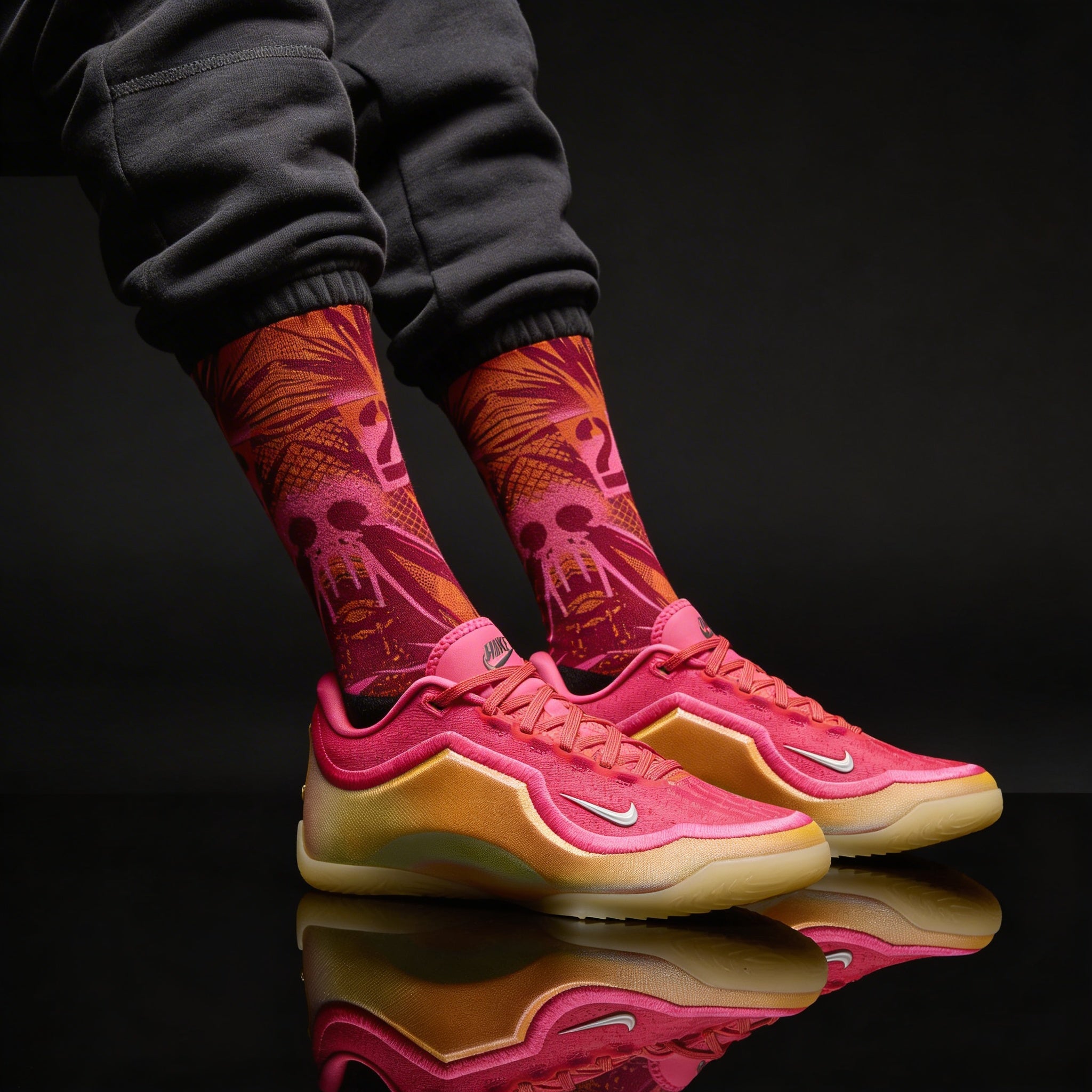 LeBron 23 Good Intentions Matching Crew Socks | LeBron Legacy Pink Orange Socks