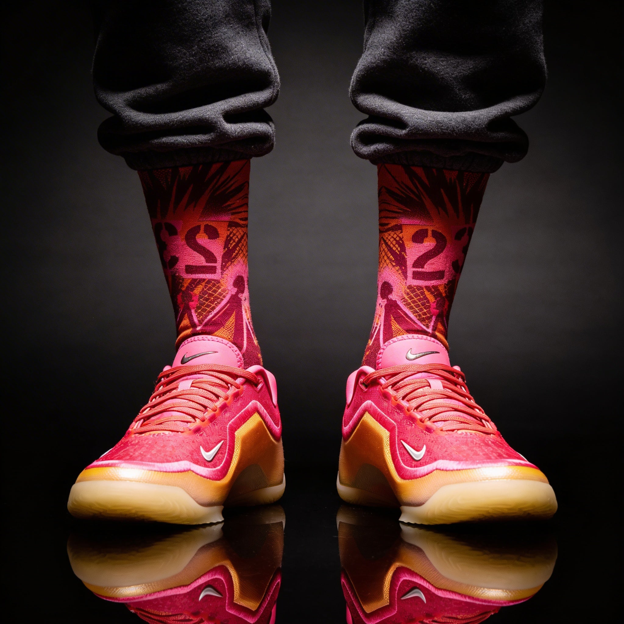LeBron 23 Good Intentions Matching Crew Socks | LeBron Legacy Pink Orange Socks