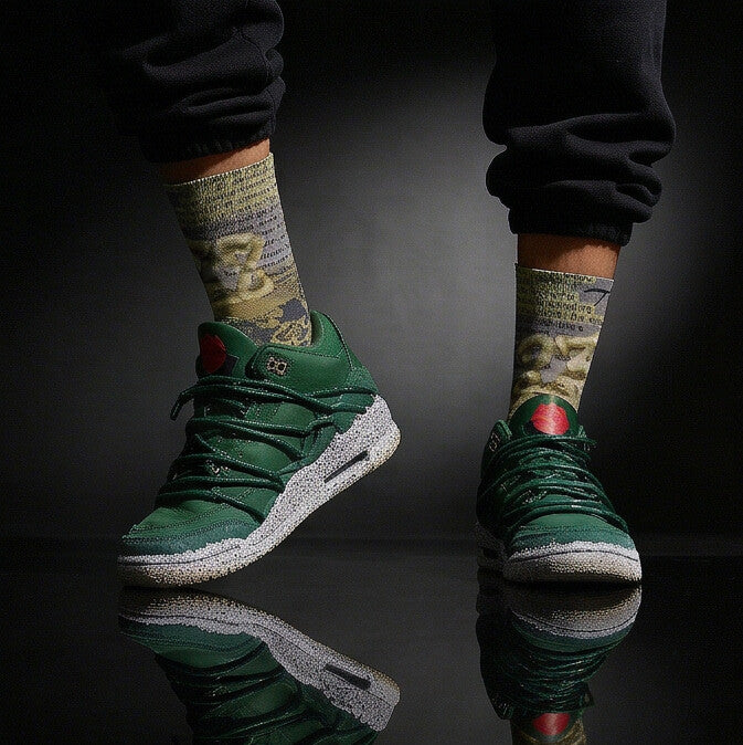 Teyana Taylor x Jordan 3 Concrete Rose Matching Crew Socks | Queens Urban Rose Streetwear