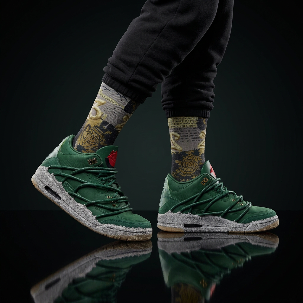 Teyana Taylor x Jordan 3 Concrete Rose Matching Crew Socks | Queens Urban Rose Streetwear