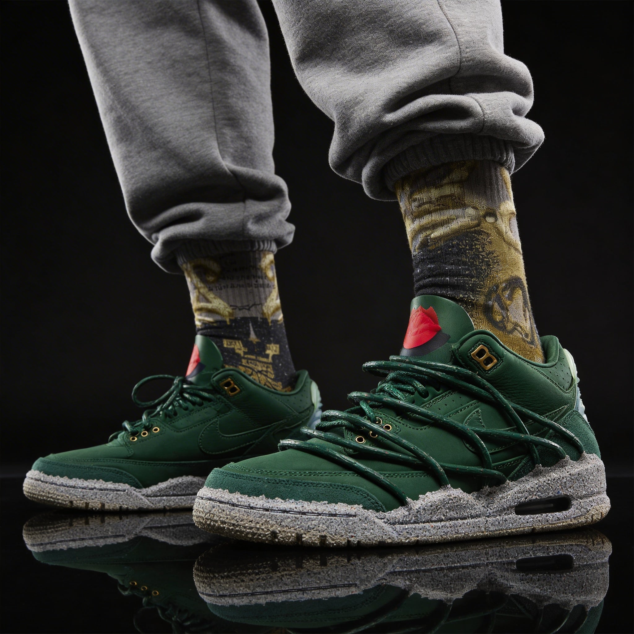 Teyana Taylor x Jordan 3 Concrete Rose Matching Crew Socks | Queens Urban Rose Streetwear